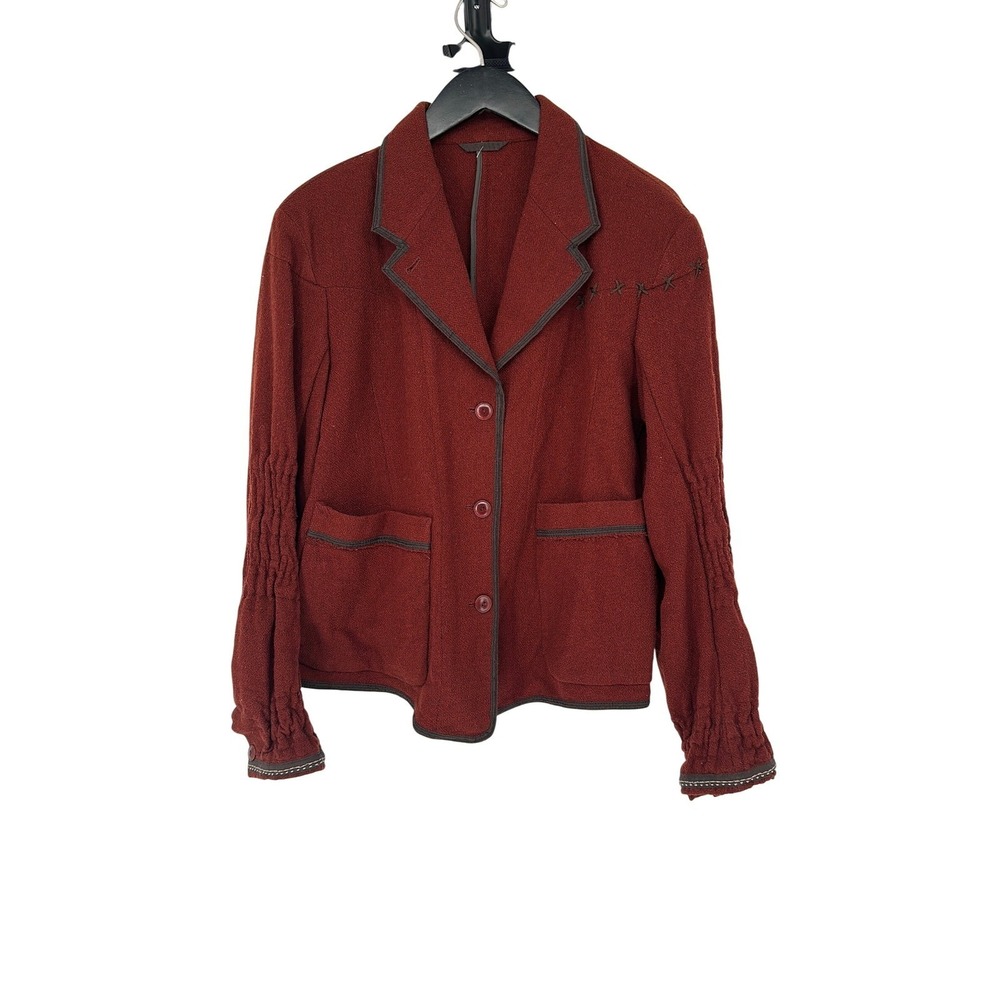 Marithe Francois Girbaud Wool Blend Blazer Jacket Rust Brown‎ Italian